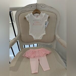 🦢 3 Mth Baby 2-Piece Daddy's Little Princess Bodysuit & Tutu Pant Set NWT